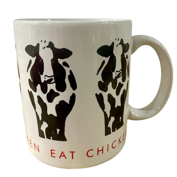 Vintage Papel Eat Chicken Coffee Tea Mug Black and White Jersey Cows Farmhouse - Picture 2 of 7